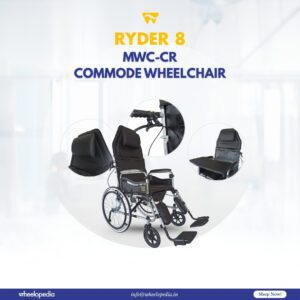 Ryder 8 Steel Hydraulic Recline Foldable Commode Wheelchair