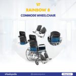 Rainbow 8 Steel Chrome Recline Detachable Commode Wheelchair