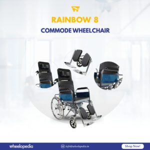 Rainbow 8 Steel Chrome Recline Detachable Commode Wheelchair