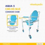 Auqa 5 Steel Foldable Injection Moulded With Wheel Commode Chair
