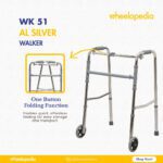 WK 51 AL-Silver Aluminium Height Adjustable Walker with Wheel