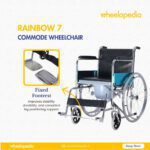 Rainbow 7 Steel Chrome Round Bucket Foldable Commode Wheelchair