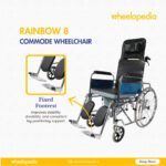 Rainbow 8 Steel Chrome Recline Detachable Commode Wheelchair