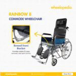 Rainbow 8 Steel Chrome Recline Detachable Commode Wheelchair