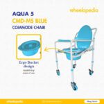 Auqa 5 Steel Foldable Injection Moulded With Wheel Commode Chair