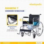 Rainbow 7 Steel Chrome Round Bucket Foldable Commode Wheelchair