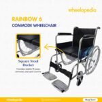 Rainbow 6 Steel Chrome Square Bucket Foldable Commode Wheelchair