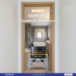 Rainbow 7 Steel Chrome Round Bucket Foldable Commode Wheelchair