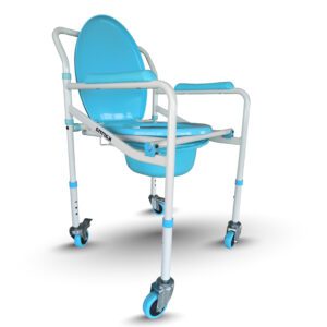 Aqua 5 Steel Foldable Injection Moulded With Wheel Commode Chair