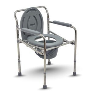 Rainbow 2C Steel Chrome Height Adjustable Foldable Commode Chair