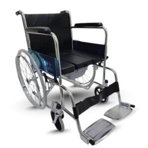 Rainbow 6 Steel Chrome Square Bucket Foldable Commode Wheelchair