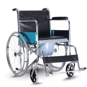 Rainbow 7 Steel Chrome Round Bucket Foldable Commode Wheelchair