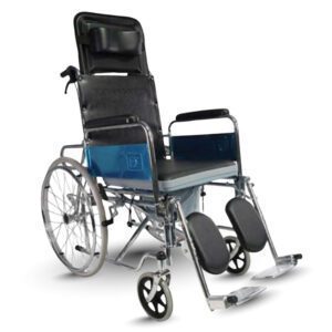 Rainbow 8 Steel Chrome Recline Detachable Commode Wheelchair