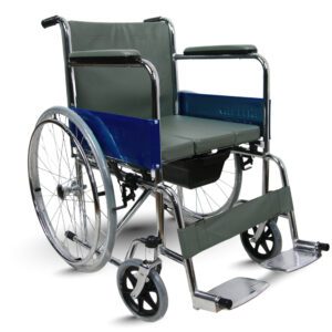 Rainbow 6 NXT Steel Chrome Square Bucket Foldable Commode Wheelchair