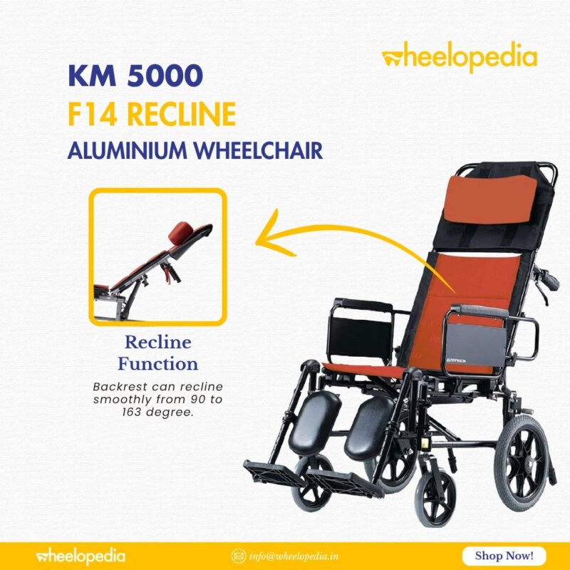 KM 5000 F14 Aluminium Recline With Headrest Manual Wheelchair