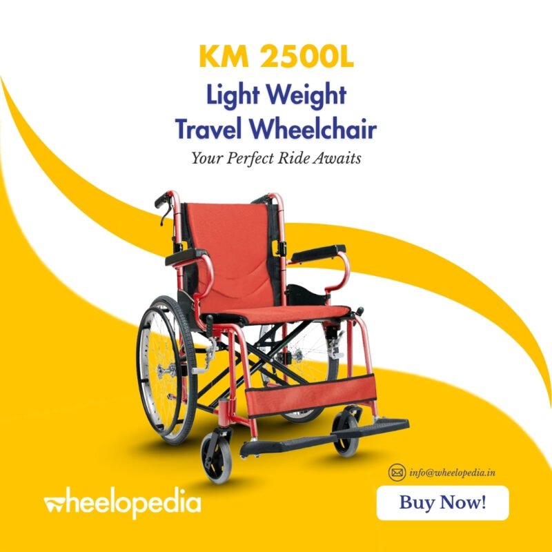 KM-2500L Aluminium Foldable Self Propelled Travel Wheelchair