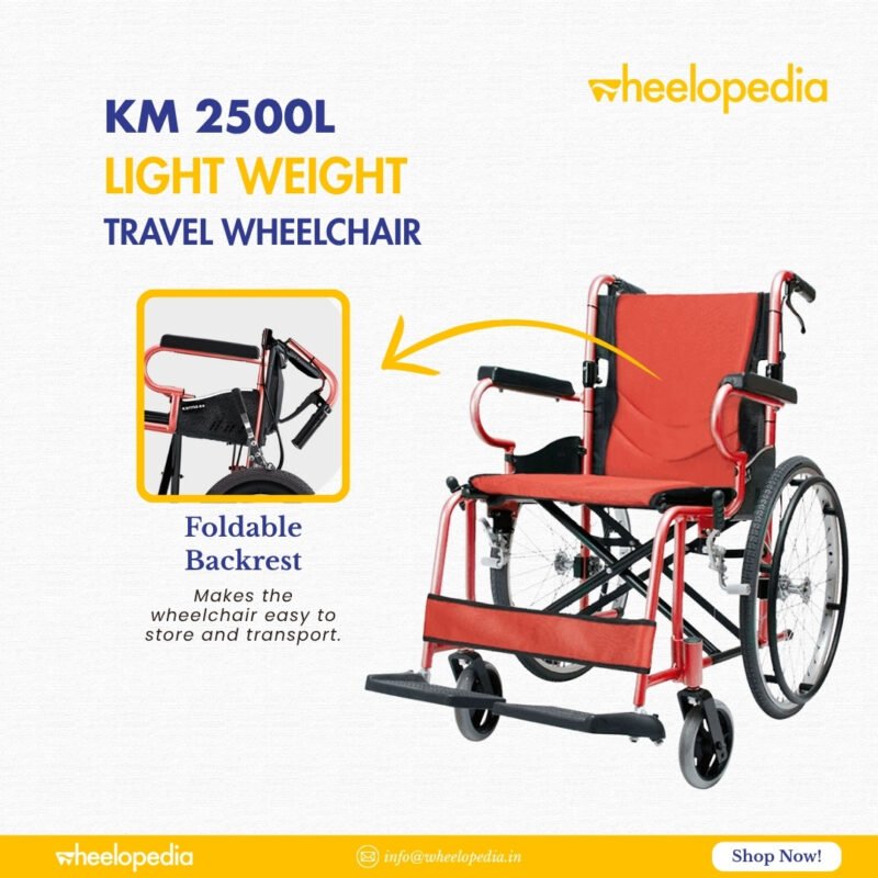 KM-2500L Aluminium Foldable Self Propelled Travel Wheelchair