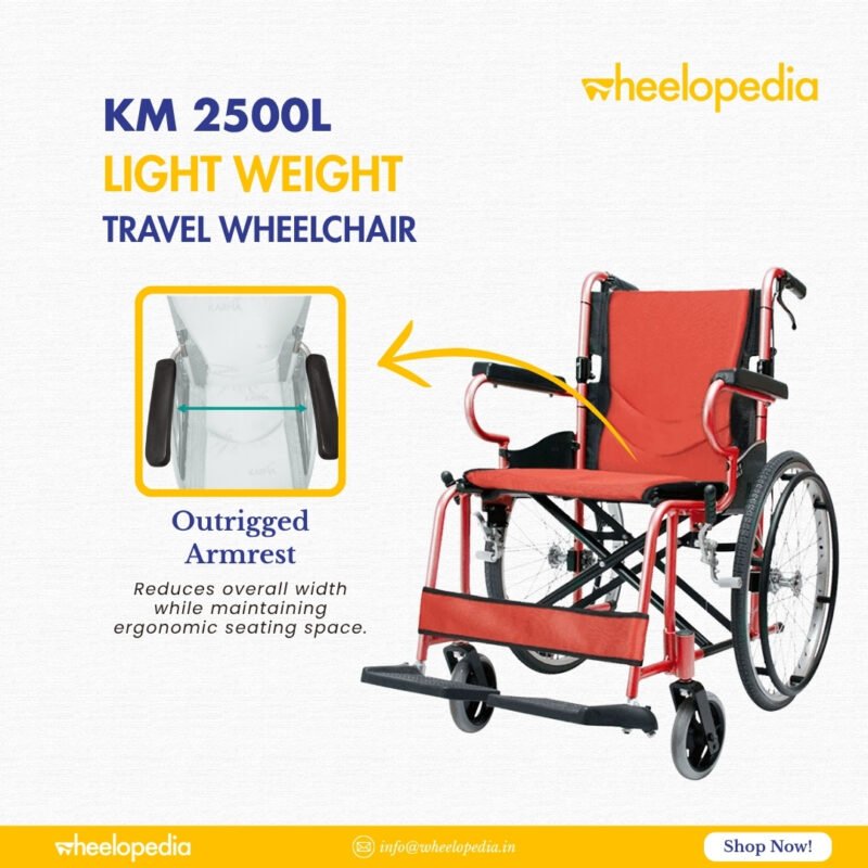 KM-2500L Aluminium Foldable Self Propelled Travel Wheelchair