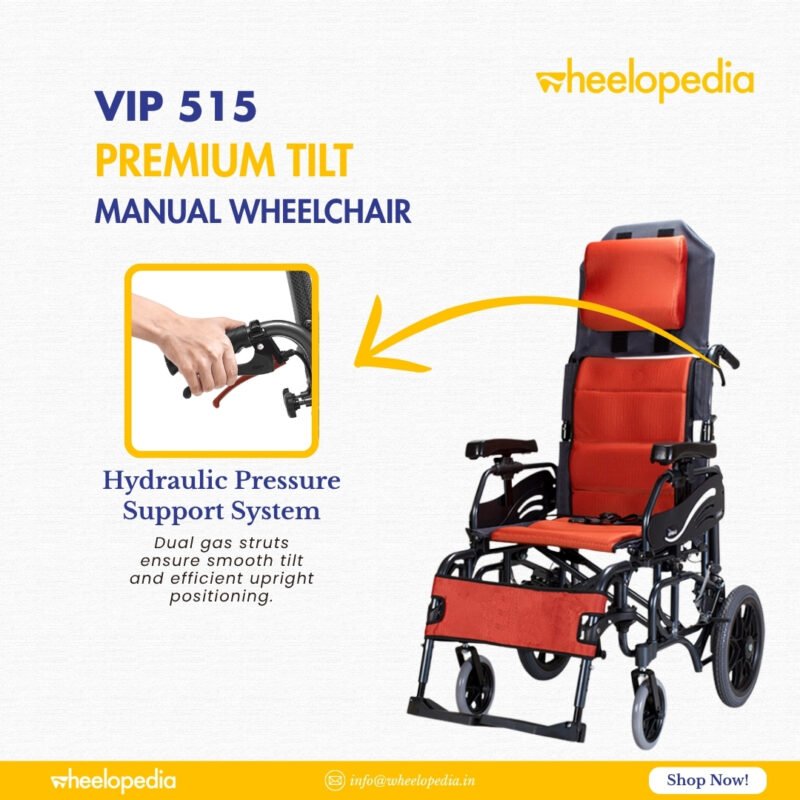 VIP 515 Aluminium Tilt Headrest Premium Manual Wheelchair