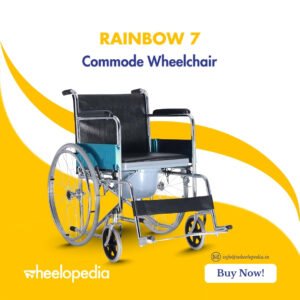 Rainbow 7 Steel Chrome Round Bucket Foldable Commode Wheelchair