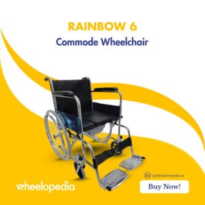 Rainbow 6 Steel Chrome Square Bucket Foldable Commode Wheelchair
