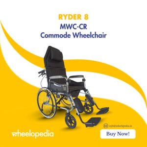 Ryder 8 Steel Hydraulic Recline Foldable Commode Wheelchair