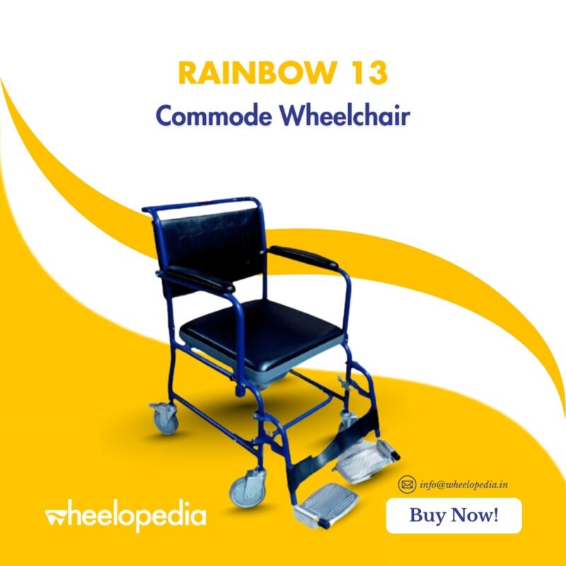 Rainbow 13 Steel Four Wheel PVC Upholstery Commode Chair
