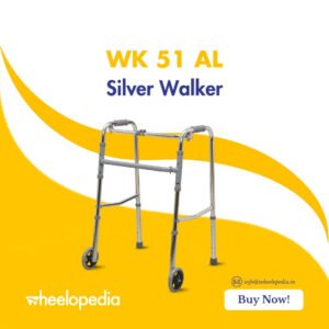 WK 51 AL-Silver Aluminium Height Adjustable Walker with Wheel