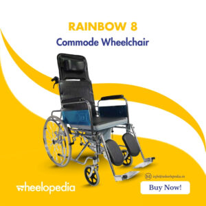 Recline‑Back Commode Wheelchair for Elderly – Steel Frame, Detachable Armrest & Elevation Footrest