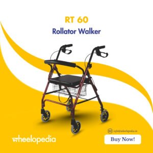 RT 60 Aluminium Height Adjusted Storage Space Four Wheel Rollator