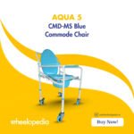 Auqa 5 Steel Foldable Injection Moulded With Wheel Commode Chair