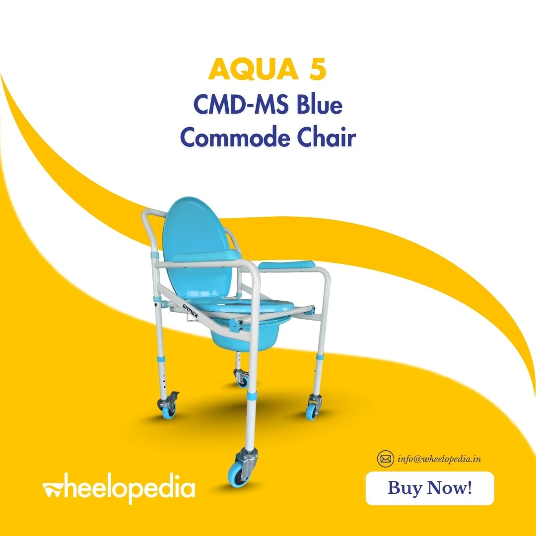 Sturdy Injection‑Molded Commode Wheelhair for Elderly & Patients Auqa 5