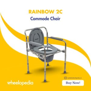 Rainbow 2C Steel Chrome Height Adjustable Foldable Commode Chair
