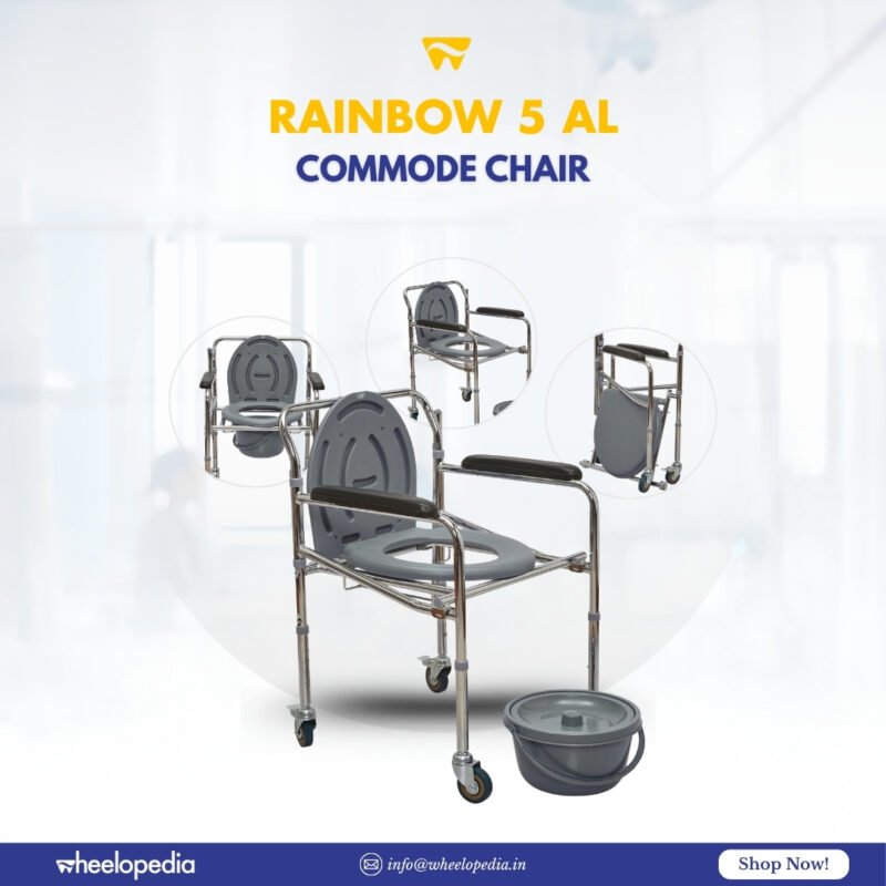 Rainbow 5 AL Height Adjustable Aluminium Foldable Commode Chair