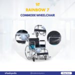 Rainbow 7 Steel Chrome Round Bucket Foldable Commode Wheelchair Rainbow 7 Steel Chrome Round Bucket Foldable Commode Wheelchair