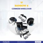Rainbow 6 Steel Chrome Square Bucket Foldable Commode Wheelchair