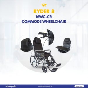 Ryder 8 Steel Hydraulic Recline Foldable Commode Wheelchair