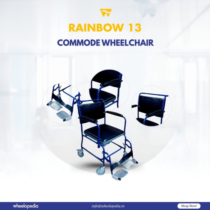 Rainbow 13 Steel Four Wheel PVC Upholstery Commode Chair