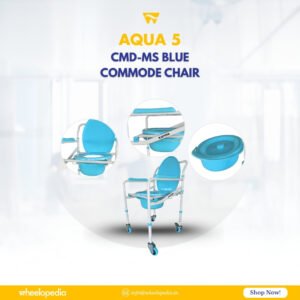 Auqa 5 Steel Foldable Injection Moulded With Wheel Commode Chair