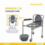 Rainbow 5 AL Height Adjustable Aluminium Foldable Commode Chair