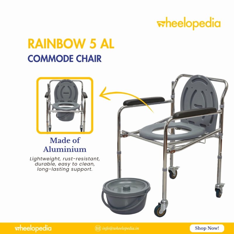 Rainbow 5 AL Height Adjustable Aluminium Foldable Commode Chair