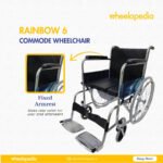 Rainbow 6 Steel Chrome Square Bucket Foldable Commode Wheelchair