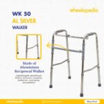 WK 50 AL-Silver Aluminium Height‑Adjustable Walker for Elder Use