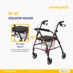 RT 60 Aluminium Height Adjusted Storage Space Four Wheel Rollator