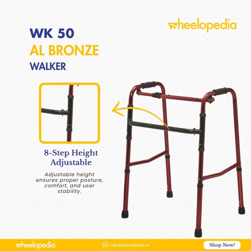 WK 50 AL Bronze Aluminium Height‑Adjustable Walker for Elder Use