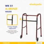 WK 51 AL-Bronze Aluminium Height Adjustable Walker with Wheel