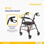 RT 60 Aluminium Height Adjusted Storage Space Four Wheel Rollator