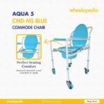 Auqa 5 Steel Foldable Injection Moulded With Wheel Commode Chair