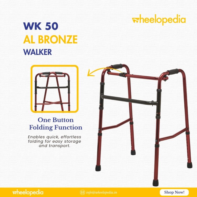 WK 50 AL Bronze Aluminium Height‑Adjustable Walker for Elder Use