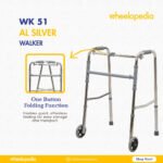 WK 51 AL-Silver Aluminium Height Adjustable Walker with Wheel